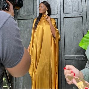 TALLER MARMO Draped silk-satin kaftan